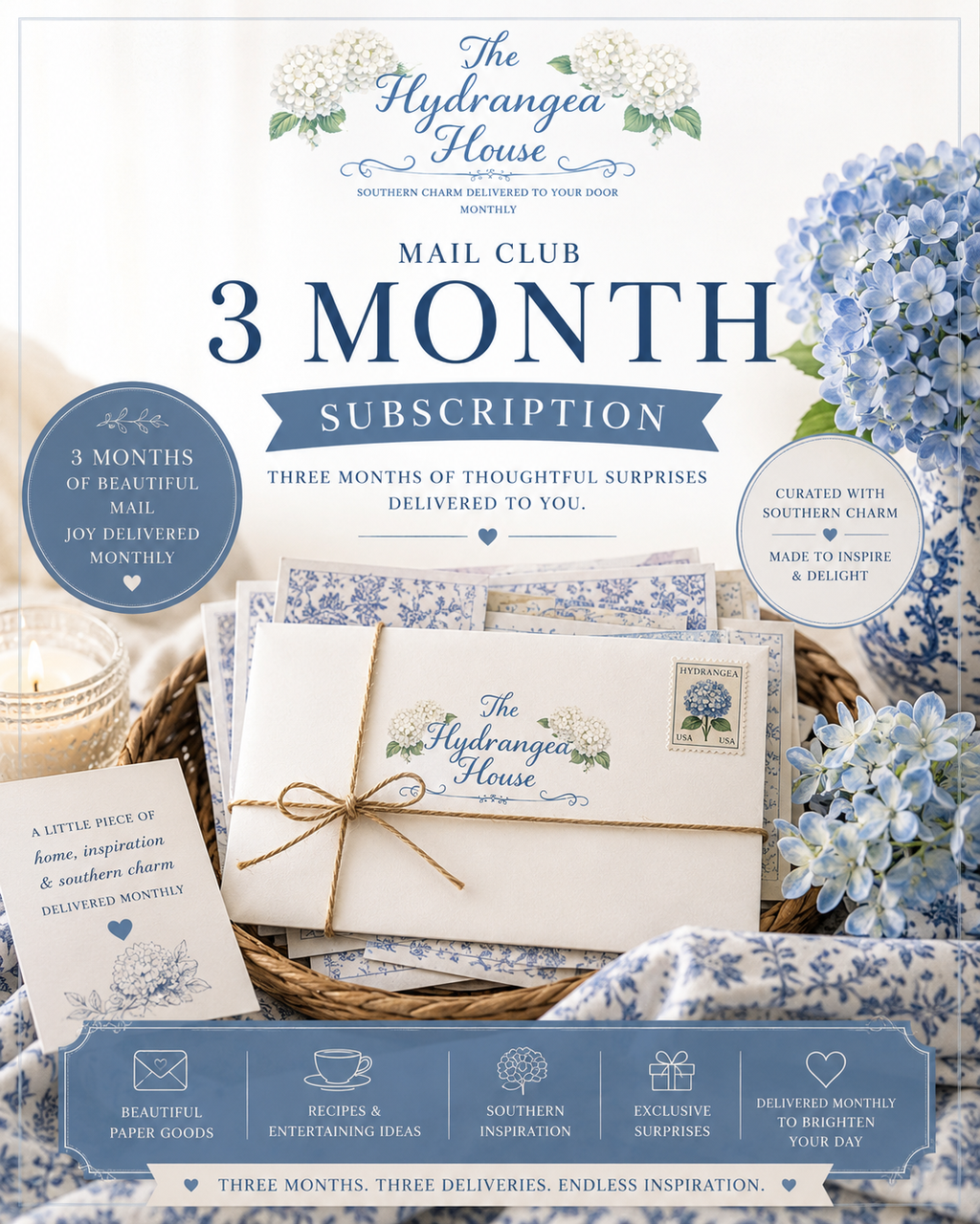 The Hydrangea House Monthly Mail Club – 3 Month Subscription